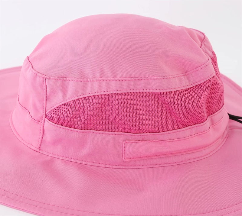 Connectyle Toddler Boys Safari Sun Hat Kids UPF 50+ Fishing Hats Summer Beach Sun Hat S Hot Pink - Image 4